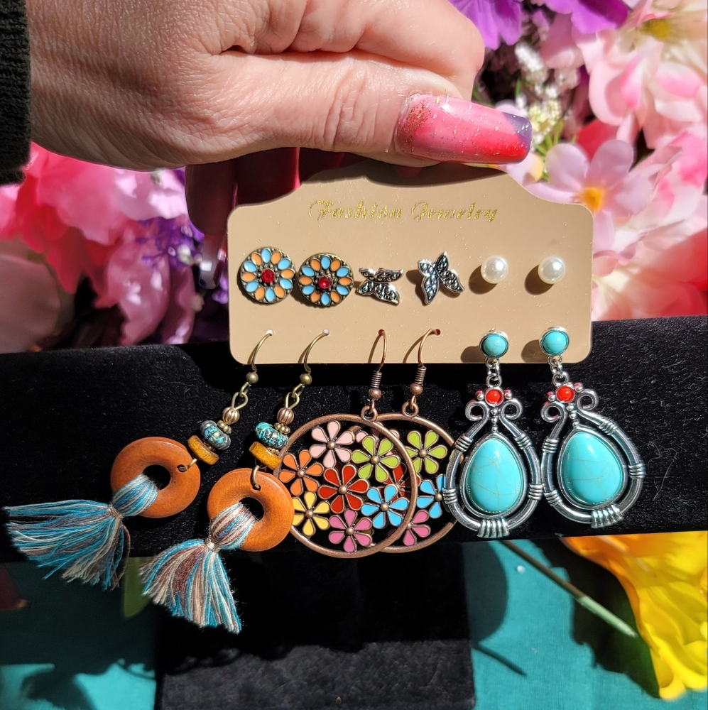 Boho 6 Pack Stud And Dangle Earrings
